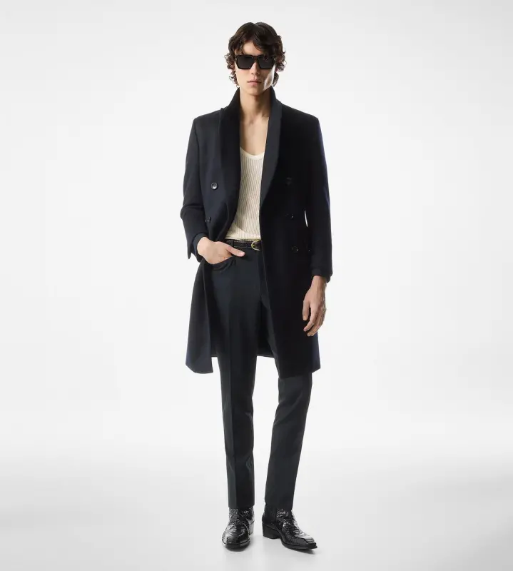 WOOL CASHMERE LIGHT TAILORED COAT NAVY online